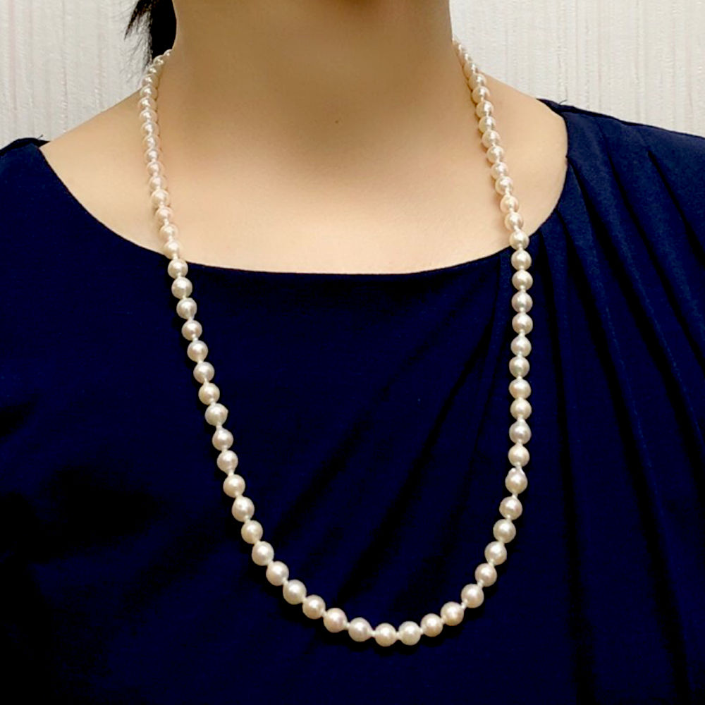 アコヤ 本真珠 セミロング ネックレス 5.5-6.0mm 66cm パール