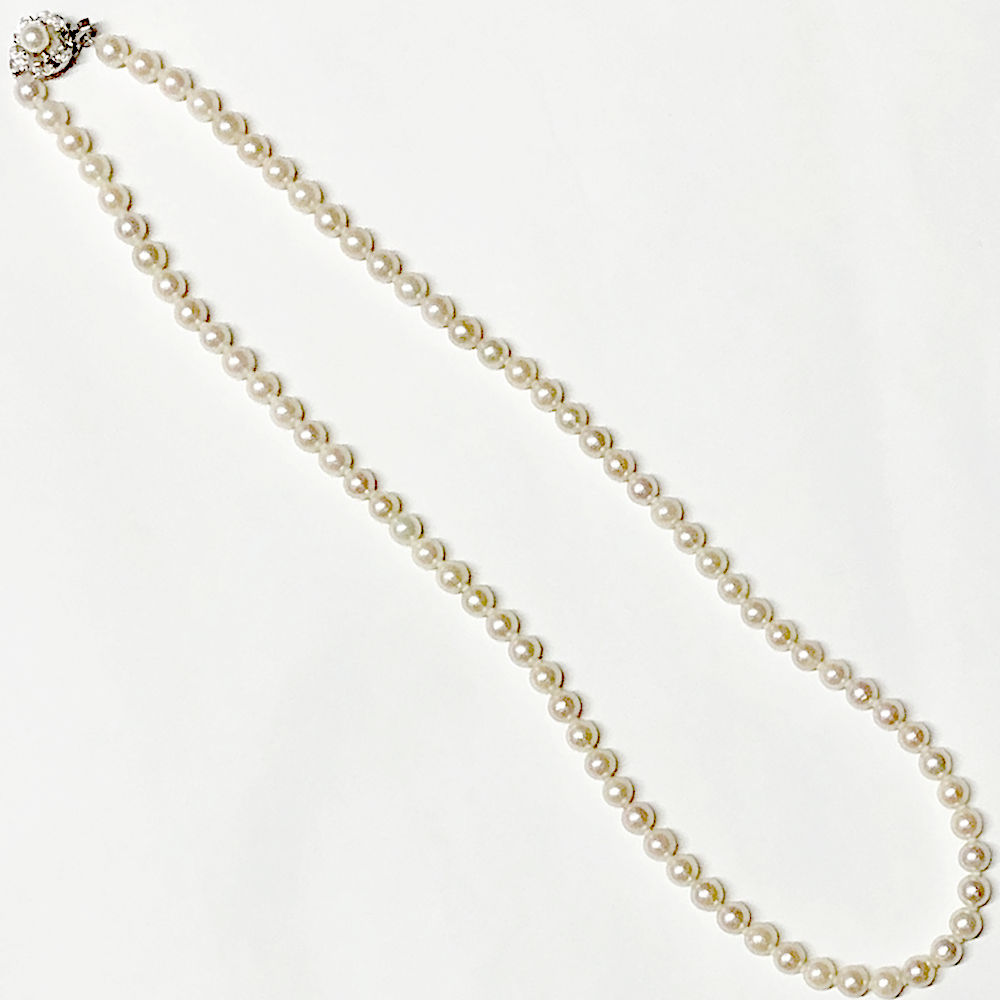 アコヤ 本真珠 セミロング ネックレス 6.5-7.0mm 57cm パール