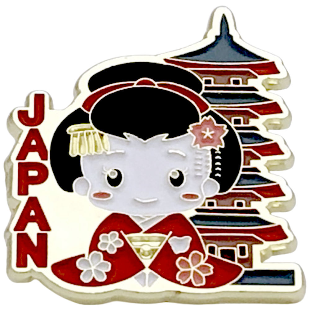 ピンバッジ 舞妓と五重塔 和柄 ピンバッチ ピンズ 2.5cm x 2.9cm 安全