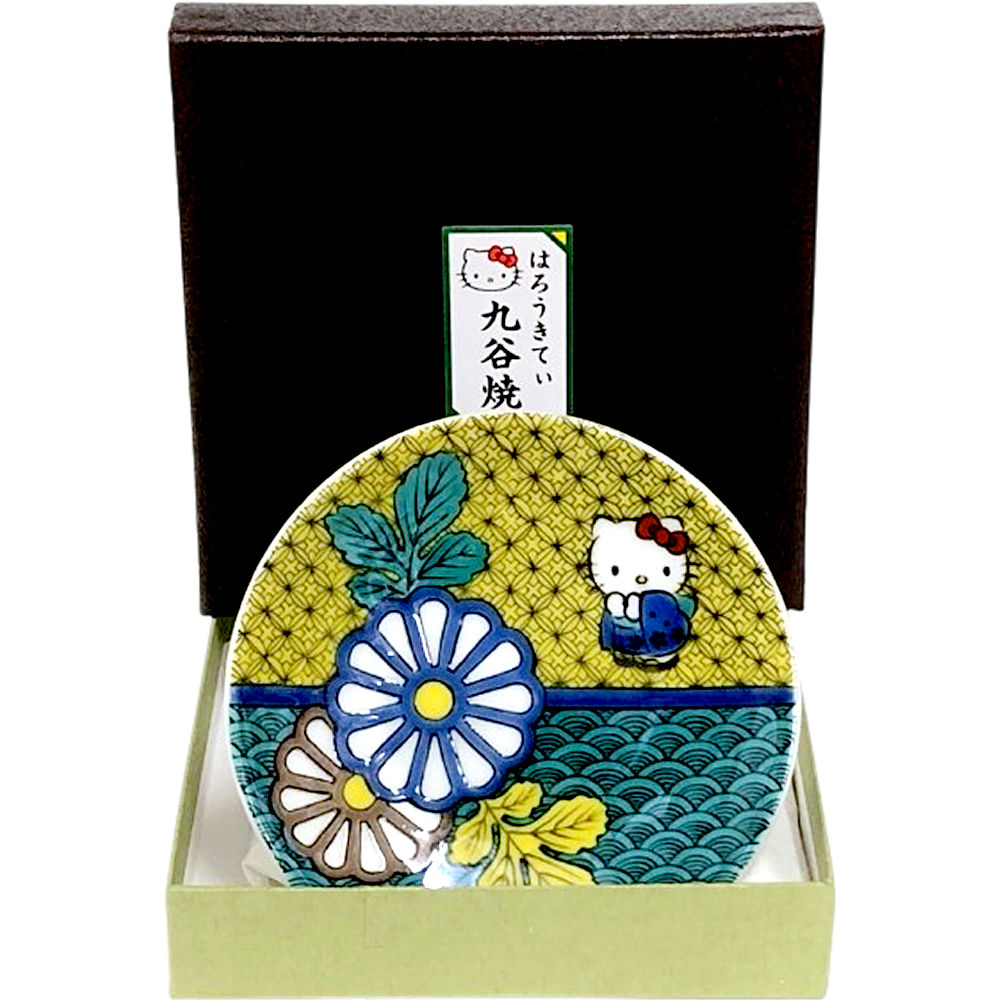 九谷青窯 - サンリオ★ハローキティ★ 九谷焼★豆皿 ハローキティ 九谷焼 豆皿 青手菊文 キティちゃん 飾り皿 ミニ絵
