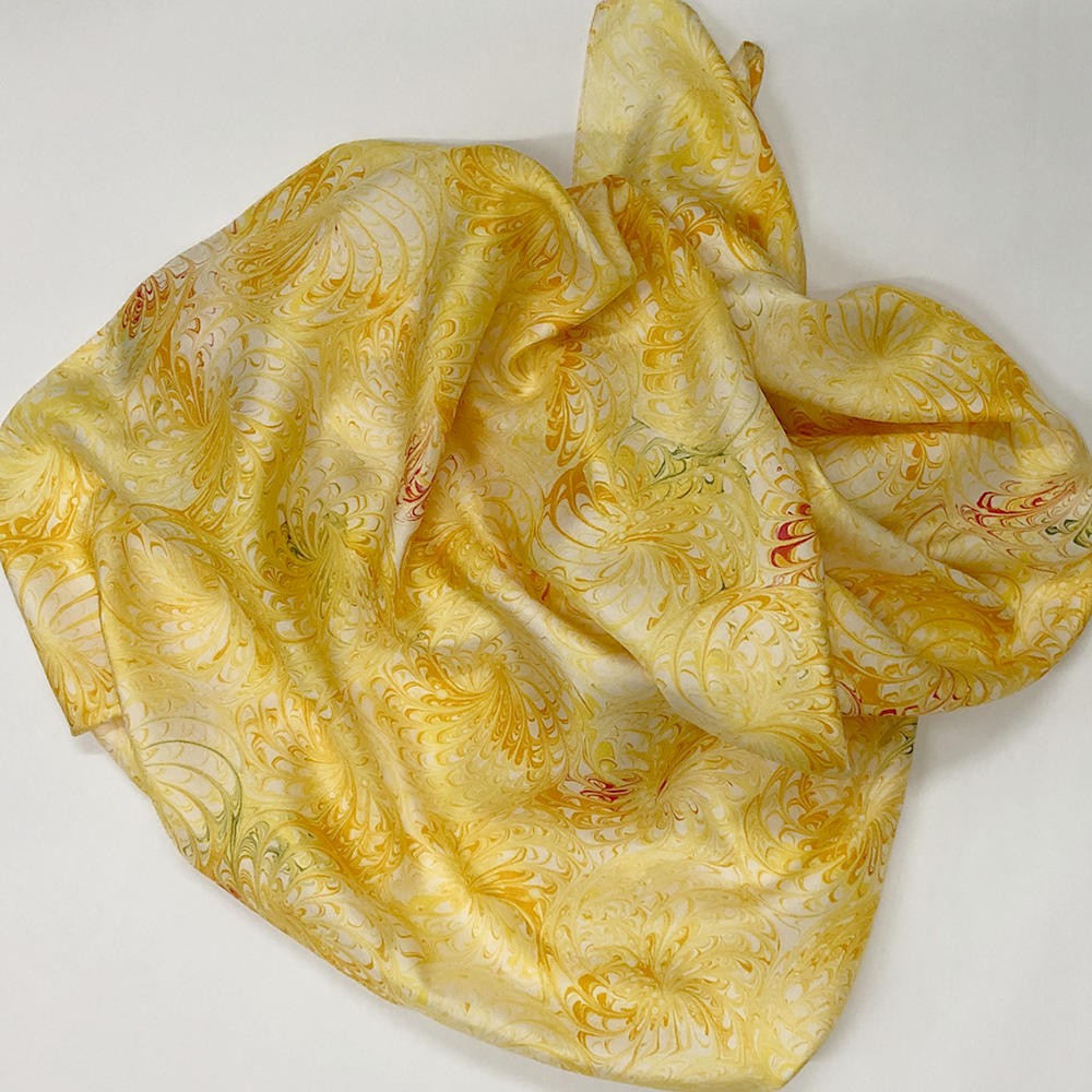 大判シルクスカーフ マドレー染め イエロー 日本製 絹製品 シルク100