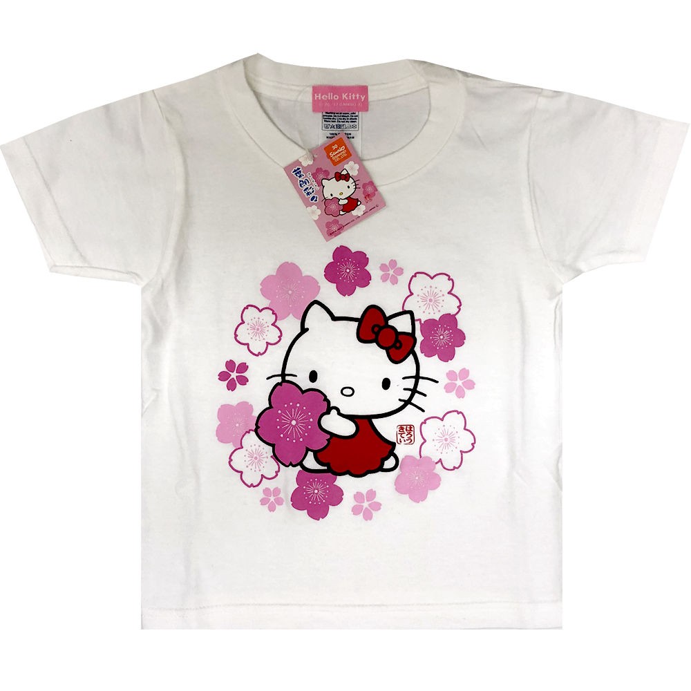 キティちゃん Tシャツ 桜 白ピンク 子供用サイズ 100 120 メール便