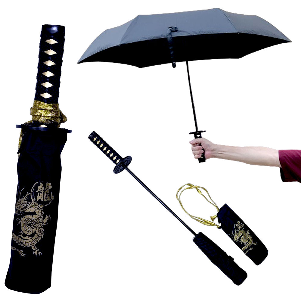 折り畳み傘 金龍 ドラゴン刀型傘 折りたたみ式 忍者傘 侍刀傘 忍者刀傘