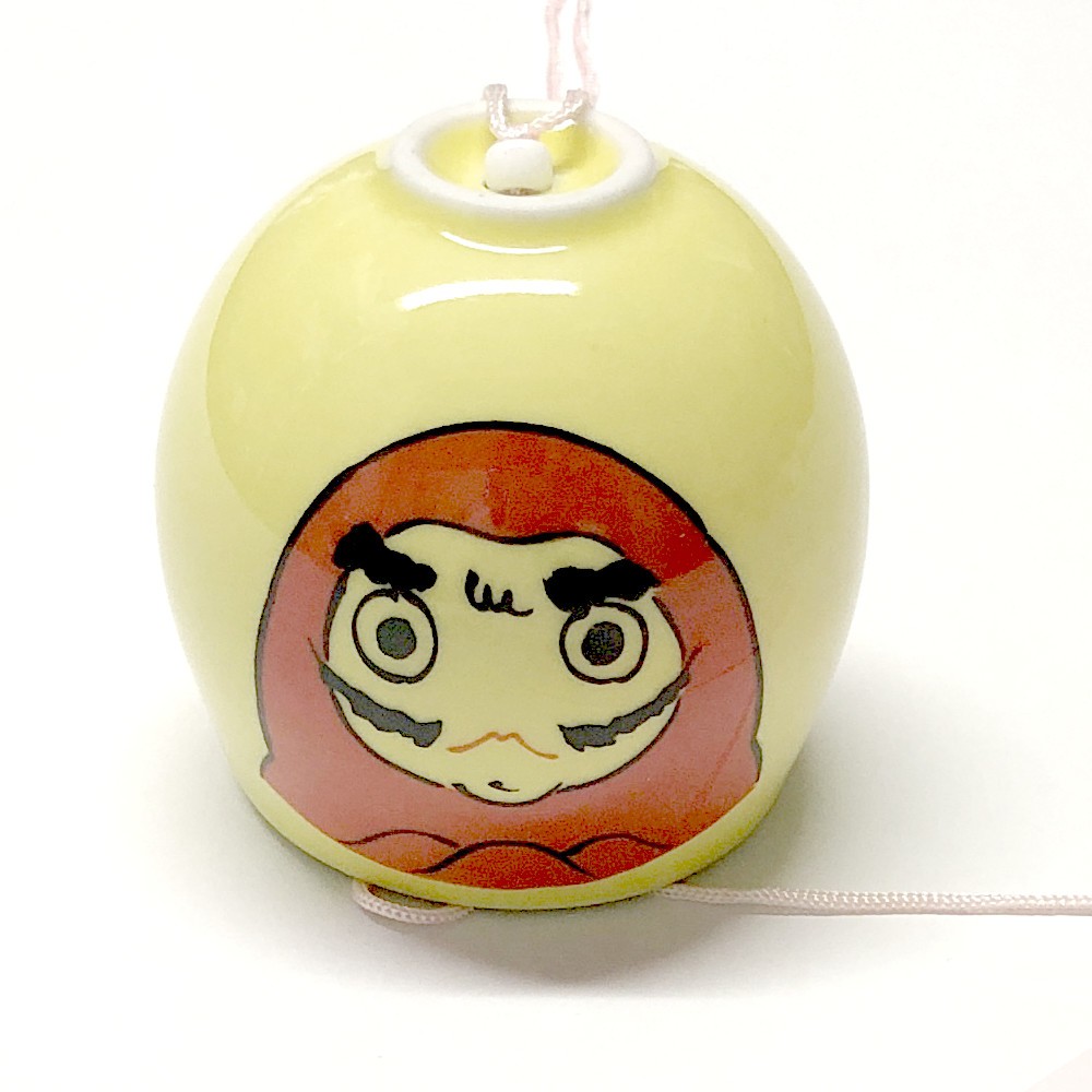 訳アリ特価 風鈴 厄除け ダルマ 長崎肥前風鈴 丸型 イエロー 箱に難