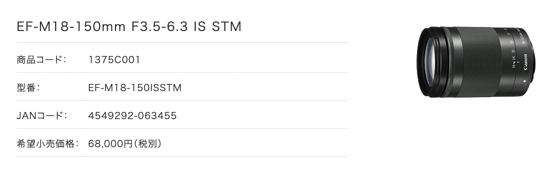 訳ありセール Canon 望遠ズームレンズ EF-M18-150mm F3.5-6.3 IS STM