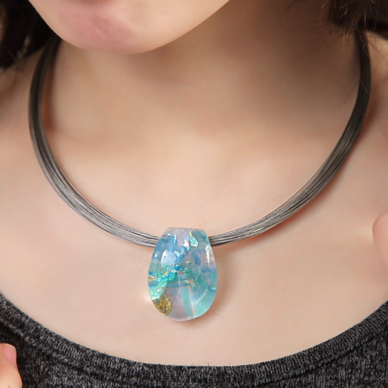 ガラスのジュエリー モネ L ネックレス 手作りガラス細工 FF-Monet-l