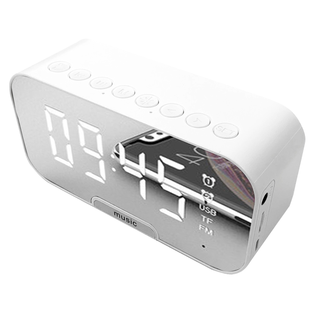 時計スピーカー 全画面液晶 Bluetooth5.0対応 多機能時計スピーカー アラーム ラジオ 明るさ調整 スマホスタンド 重低音サウンド U-078 ギフト 母の日｜japandoll｜04