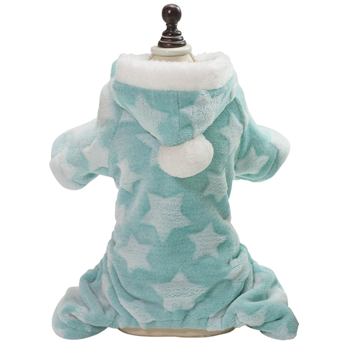 犬用 ふわもこパーカー 星柄 ドッグウェア 犬の服 グレー/グリーン