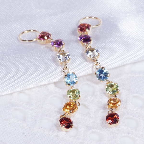 K18 1.5ct カラーストーン チャーム アミュレット ラウンド 18金