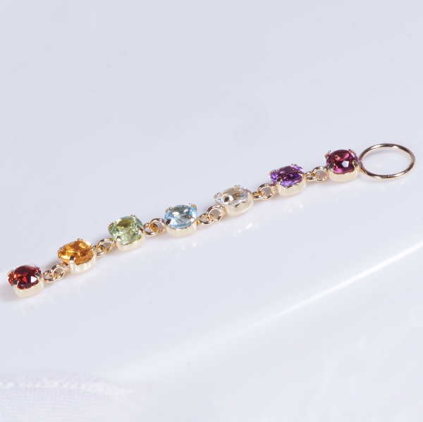 K18 1.5ct カラーストーン チャーム アミュレット ラウンド 18金