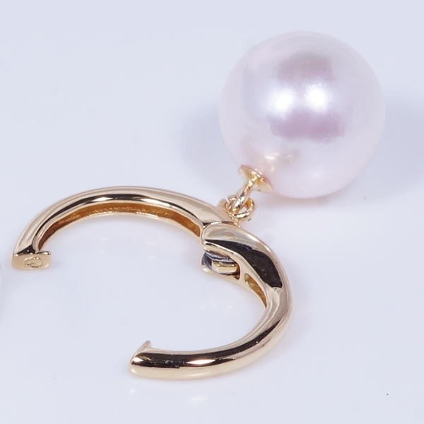 ☆LISA☆あこや真珠付K18&SLIVERブロッチ　大振り K18 8mm あこや真珠ピアリング 18金 6月誕生石 : アイラブ