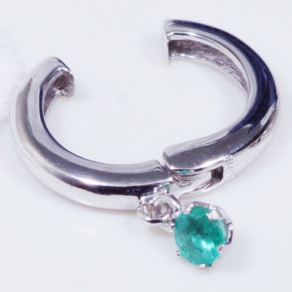 K14WG 0.2ct エメラルドピアリング ラウンド 14金ホワイトゴールド 5月