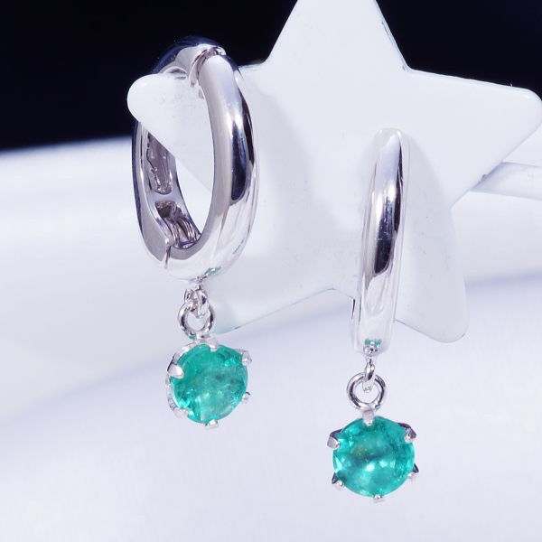 K14WG 0.5ct エメラルドピアリング 14金ホワイトゴールド 5月誕生石