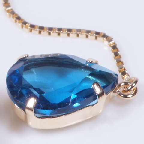 K18 2ct ロンドンブルートパーズピアス ペアシェイプ 18金 アメリカン 