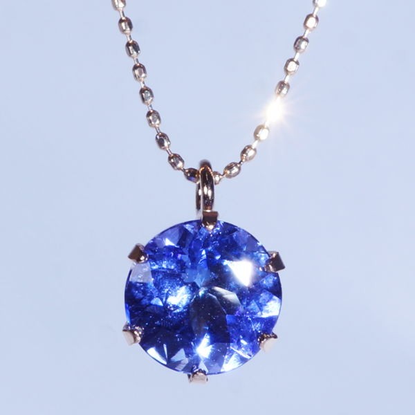 K18 1ct タンザナイトペンダント ネックレス ラウンド 18金 45cm 12月