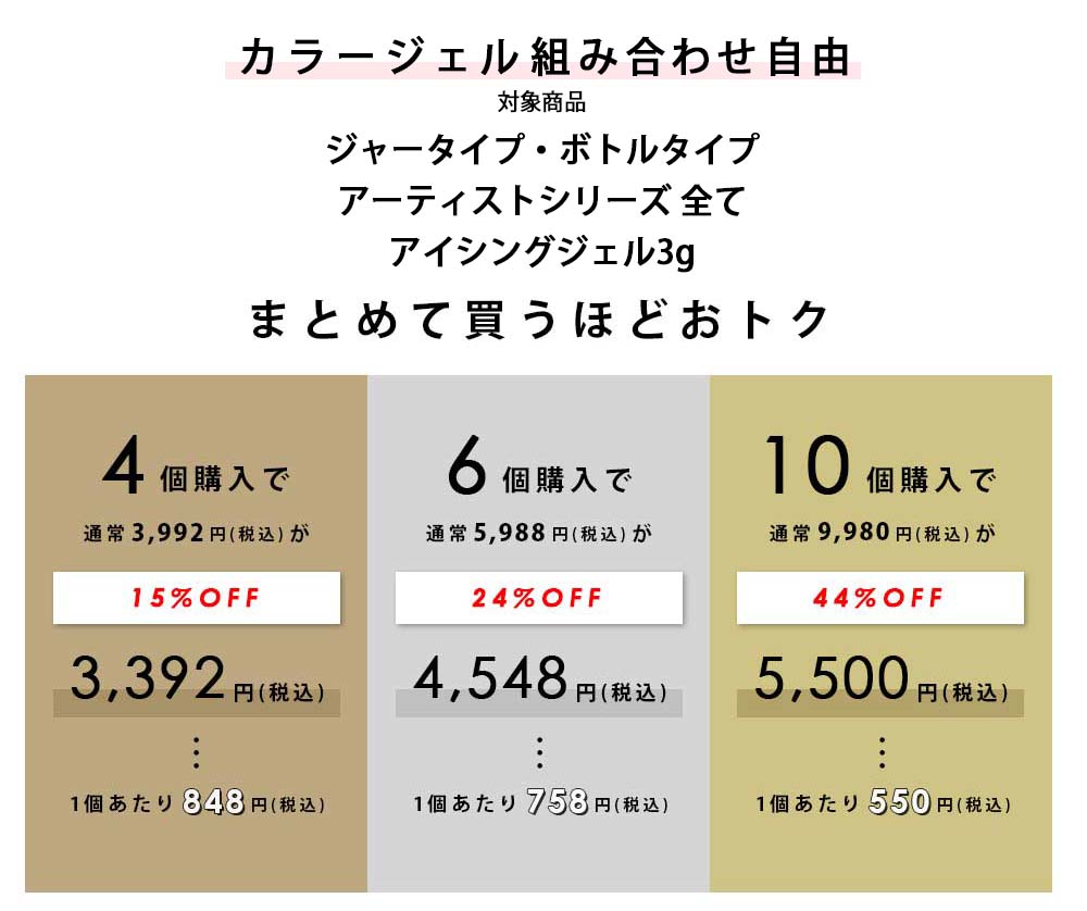 安心の日本製カラージェル ジャータイプ ボトルタイプ 現在644色 LEDUV