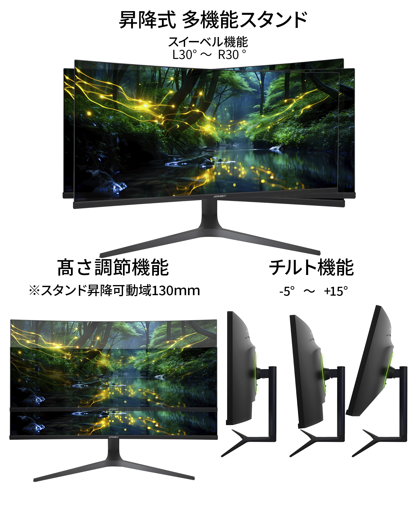 JAPANNEXT 34インチ曲面 IPSパネル UWQHD(3440 x 1440)解像度 ウルトラ 