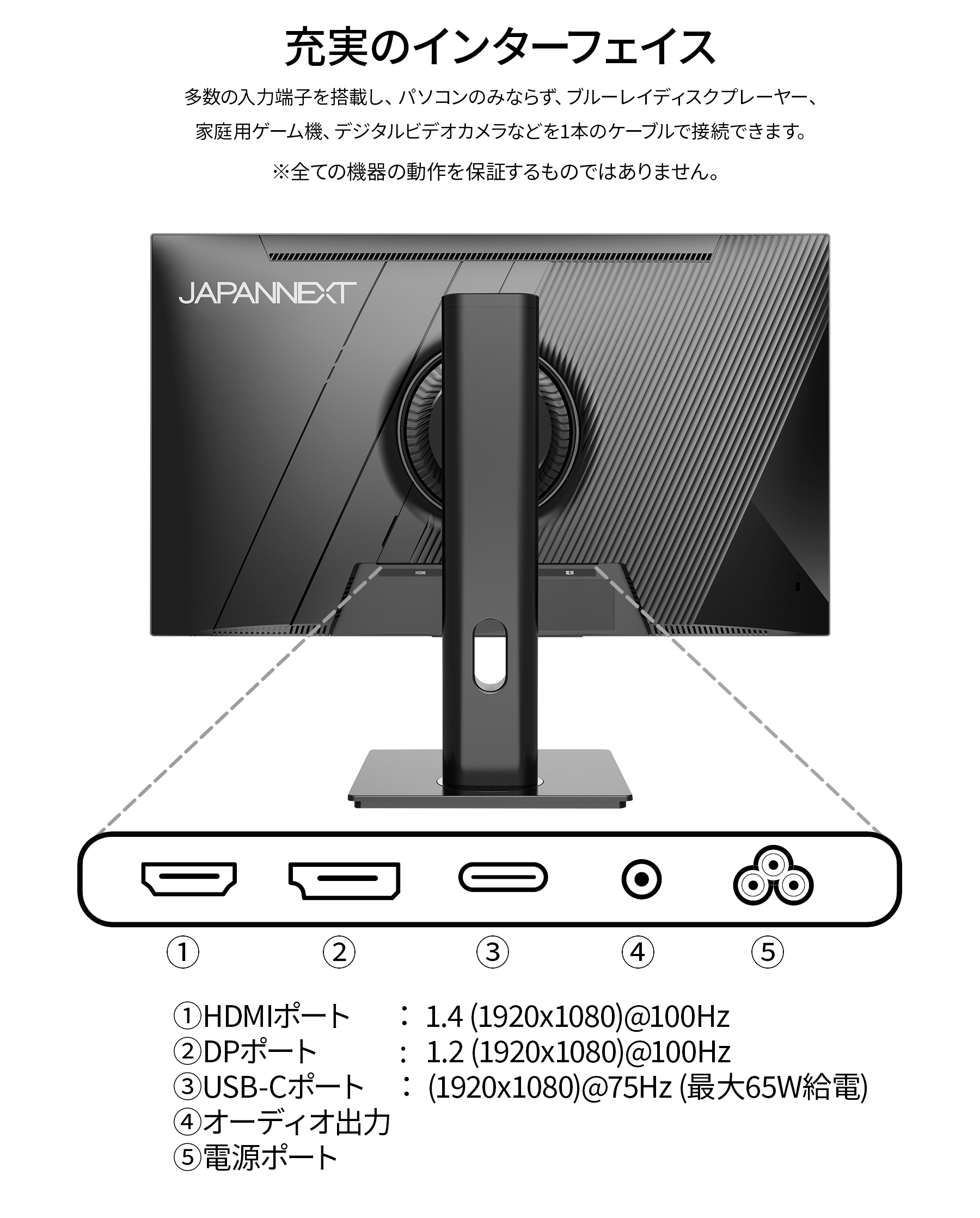 JAPANNEXT 27インチ IPSパネル搭載 フルHD(1920x1080)解像度 液晶モニター JN-IPS27FHDR-C65W-HSP HDMI DP USB Type-C(最大65W給電) HDR ジャパンネクスト｜japannext｜16