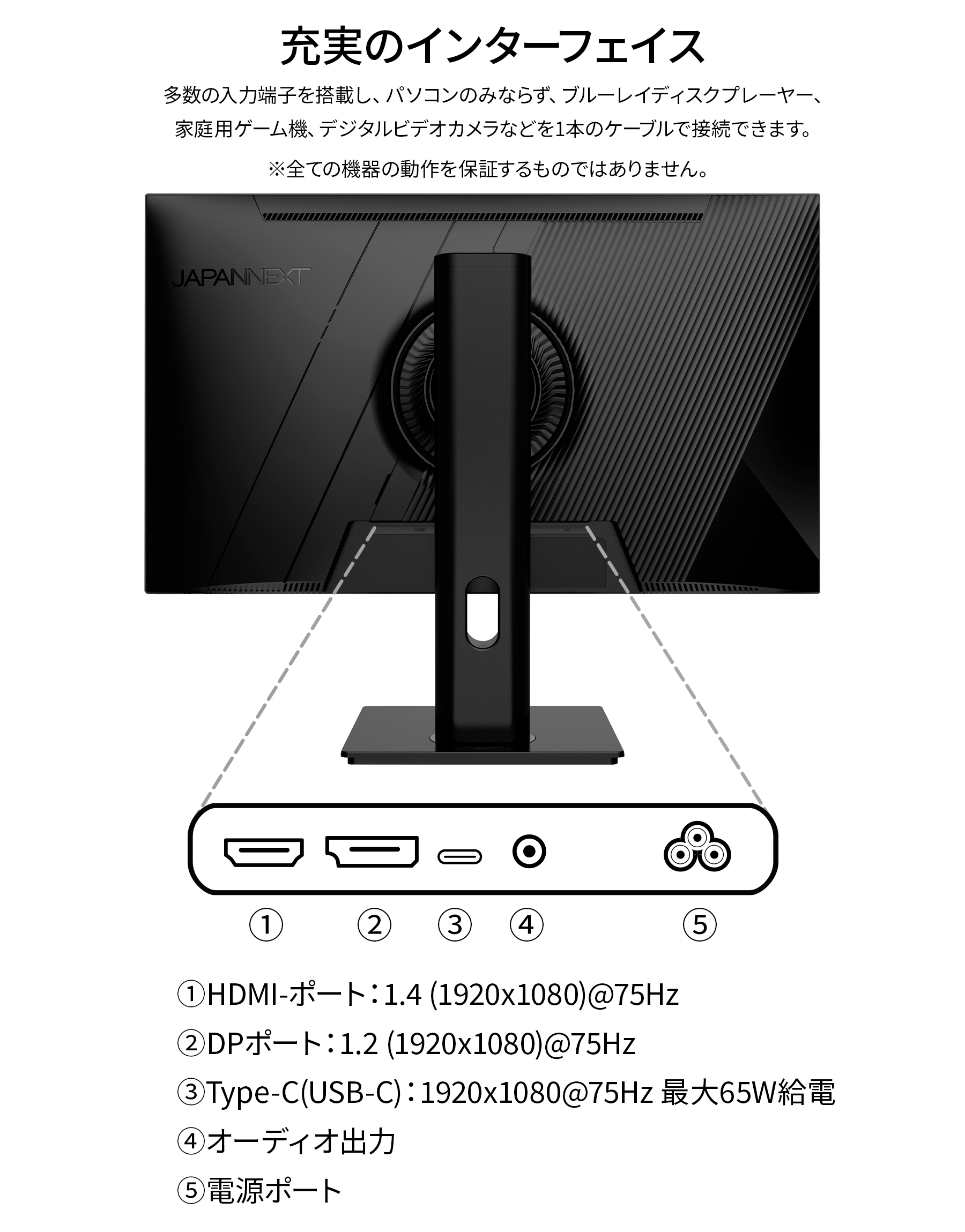 JAPANNEXT 23.8インチ IPSパネル搭載 フルHD(1920x1080)解像度 液晶モニター JN-IPS238FHDR-C65W-HSP HDMI DP ジャパンネクスト｜japannext｜16