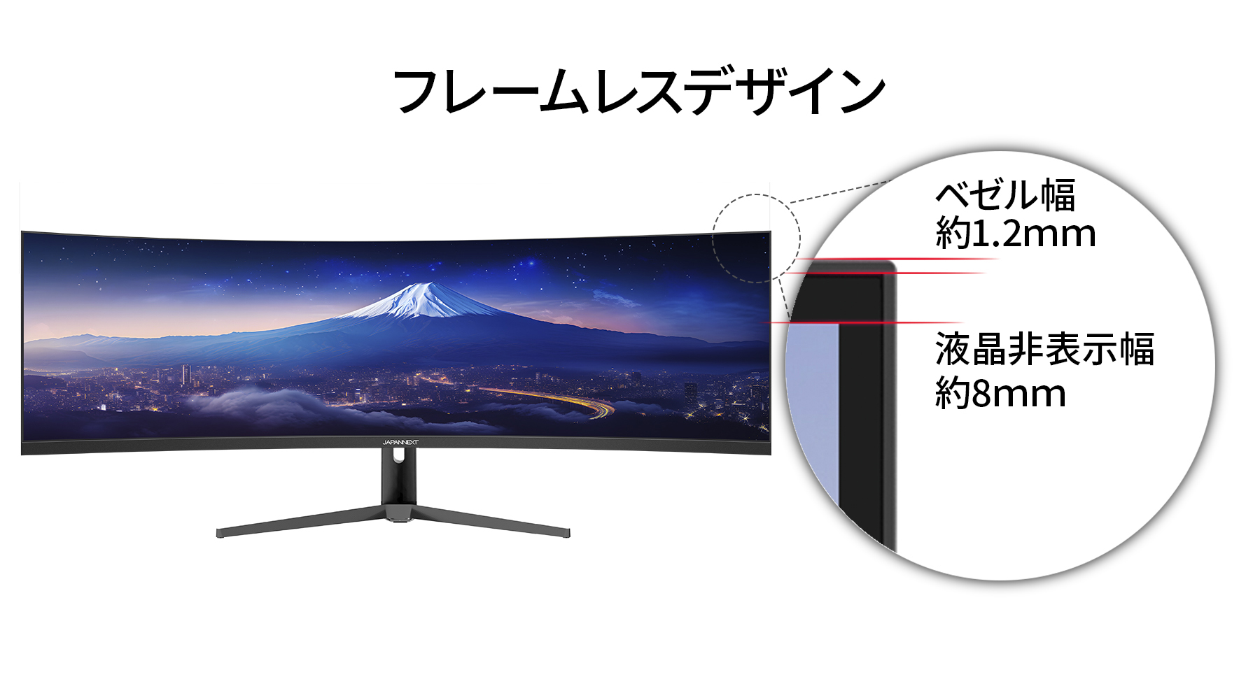 JAPANNEXT 49インチ曲面IPSパネル Dual WQHD(5120x1440)解像度 超ウルトラワイド液晶モニター  JN-IPS49DWQHDR-C65W-HS USB-C給電(最大65W) 昇降式スタンド