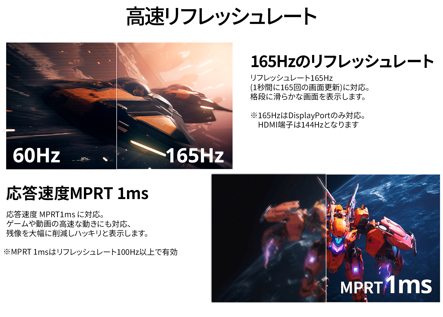 JAPANNEXT 27インチ TNパネル搭載 165Hz対応 WQHD(2560x1440)解像度 ゲーミングモニター JN-27GT165WQHDR-HSP HDMI DP HDR400相当 sRGB:99% ジャパンネクスト｜japannext｜05