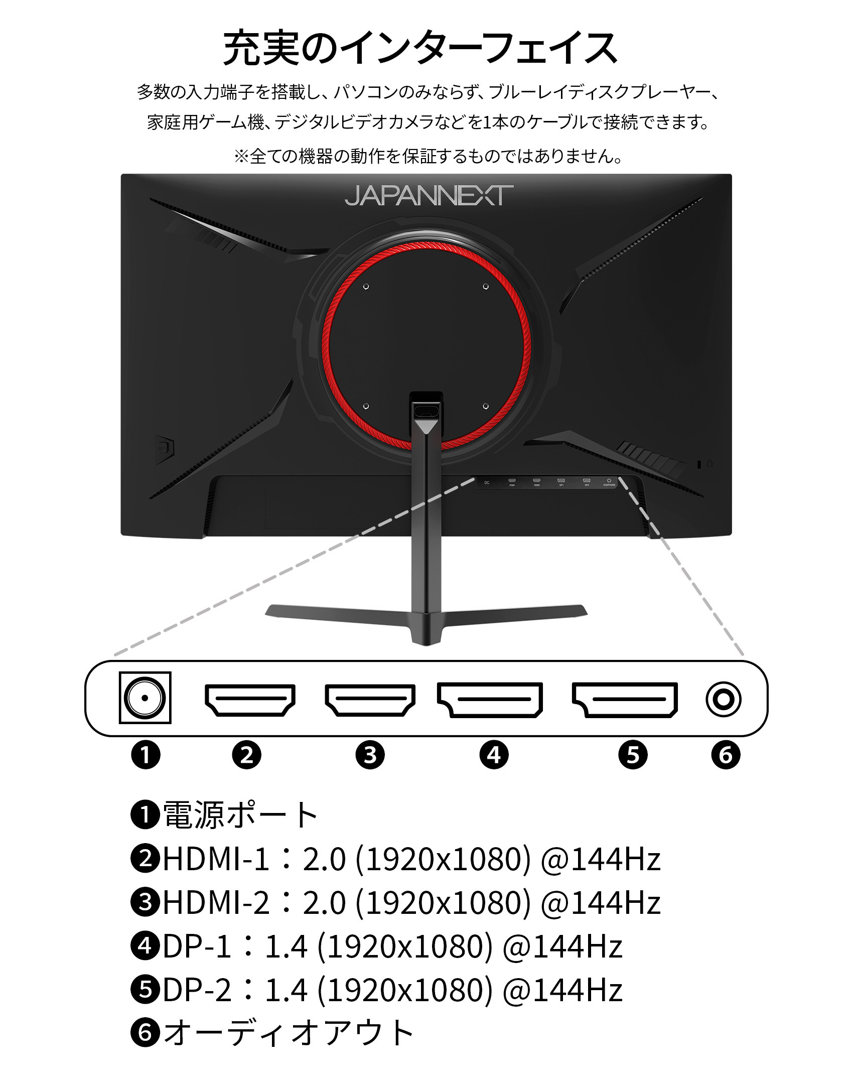 JAPANNEXT 23.8インチ Fast IPSパネル搭載 144Hz対応 フルHD(1920x1080)解像度 ゲーミングモニター JN-238Gi144FR HDMI DP sRGB:100% ジャパンネクスト｜japannext｜17