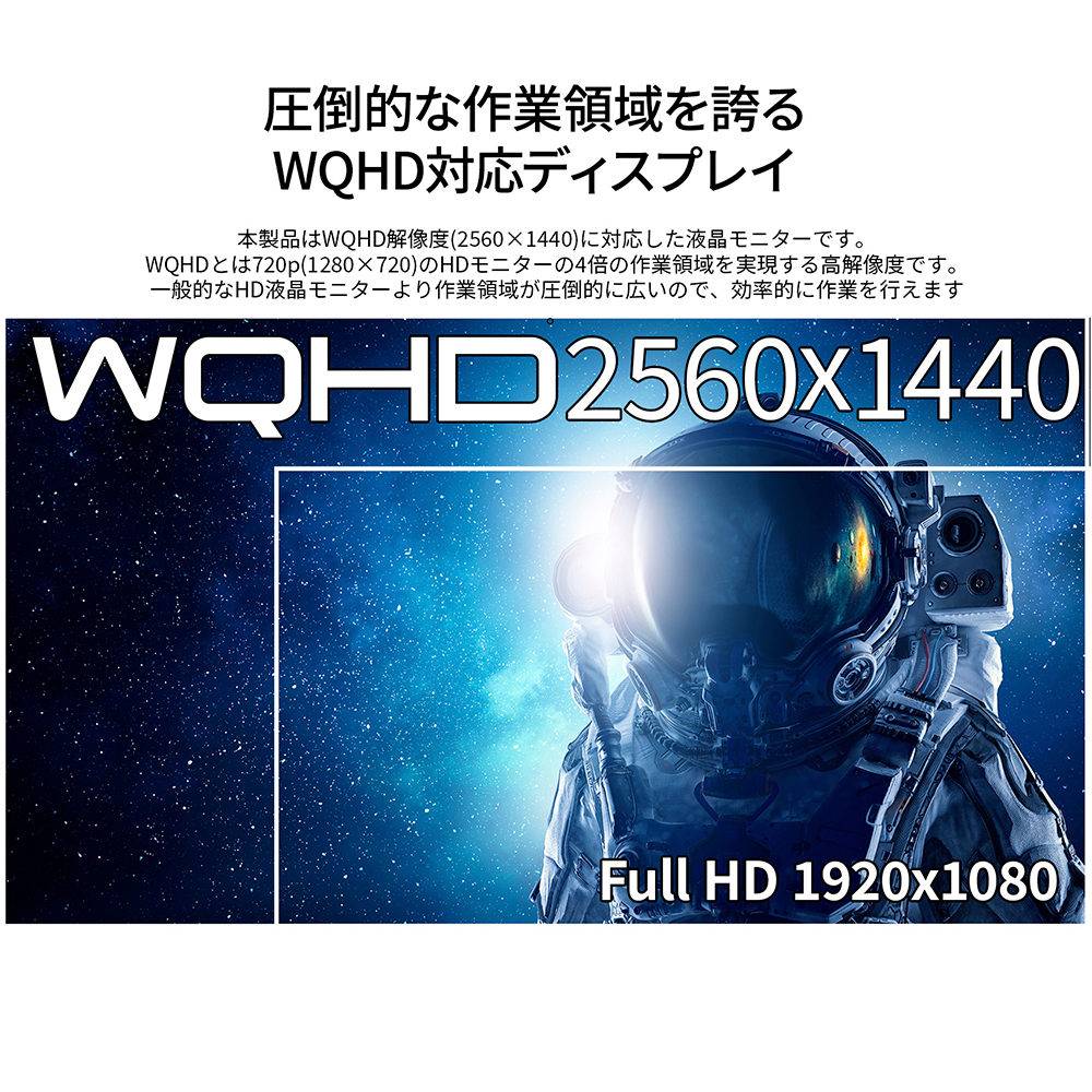 JAPANNEXT 27インチ IPSパネル搭載 WQHD(2560x1440)解像度 液晶