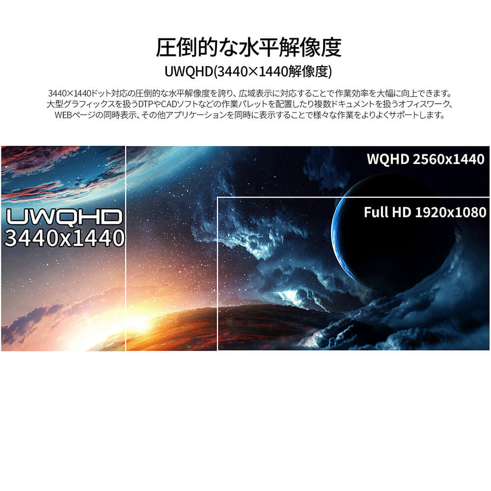 JAPANNEXT 34インチ IPSパネル搭載 UWQHD解像度 湾曲ウルトラ
