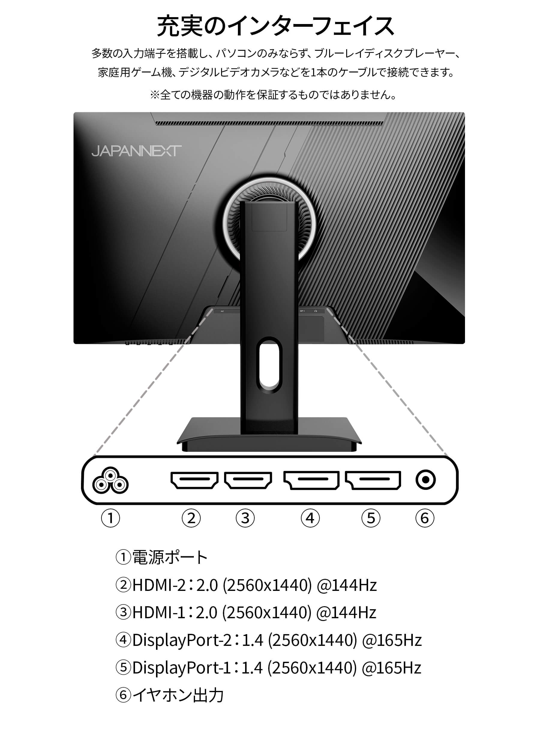 JAPANNEXT 27インチ TNパネル搭載 165Hz/1ms(MPRT)対応 WQHD