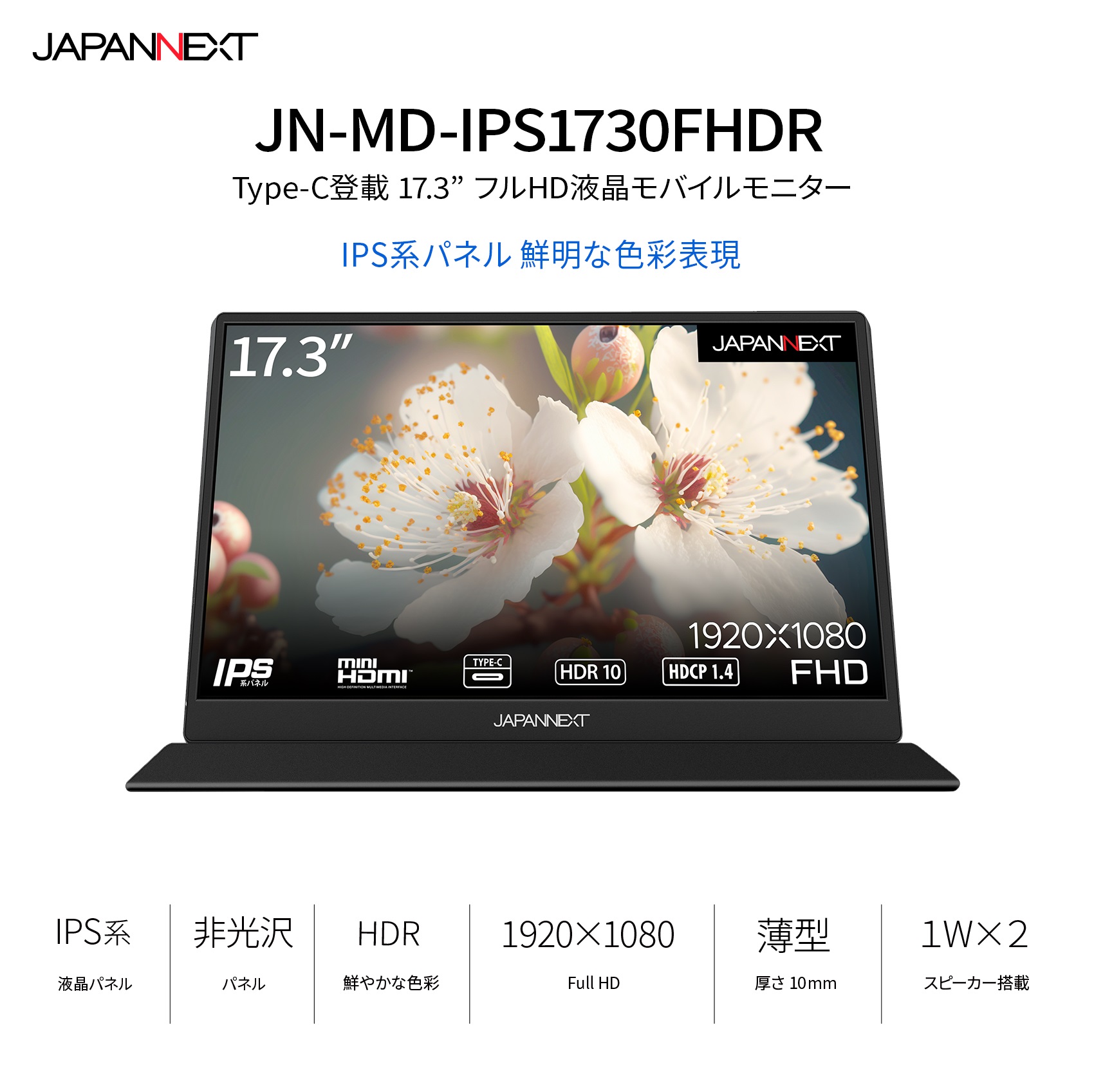 JAPANNEXT モバイルモニター 17.3インチ IPSパネル pcモニター