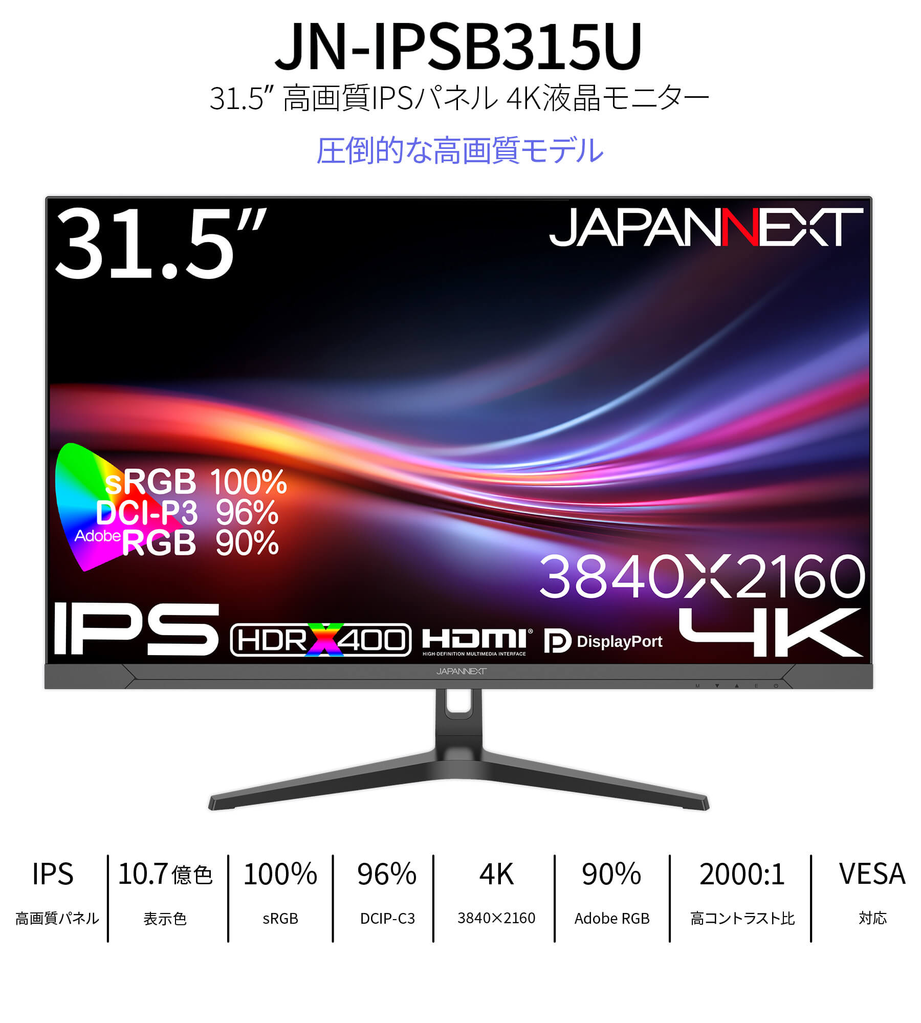 JAPANNEXT（ジャパンネクスト） JAPANNEXT 31.5インチ IPSパネル搭載