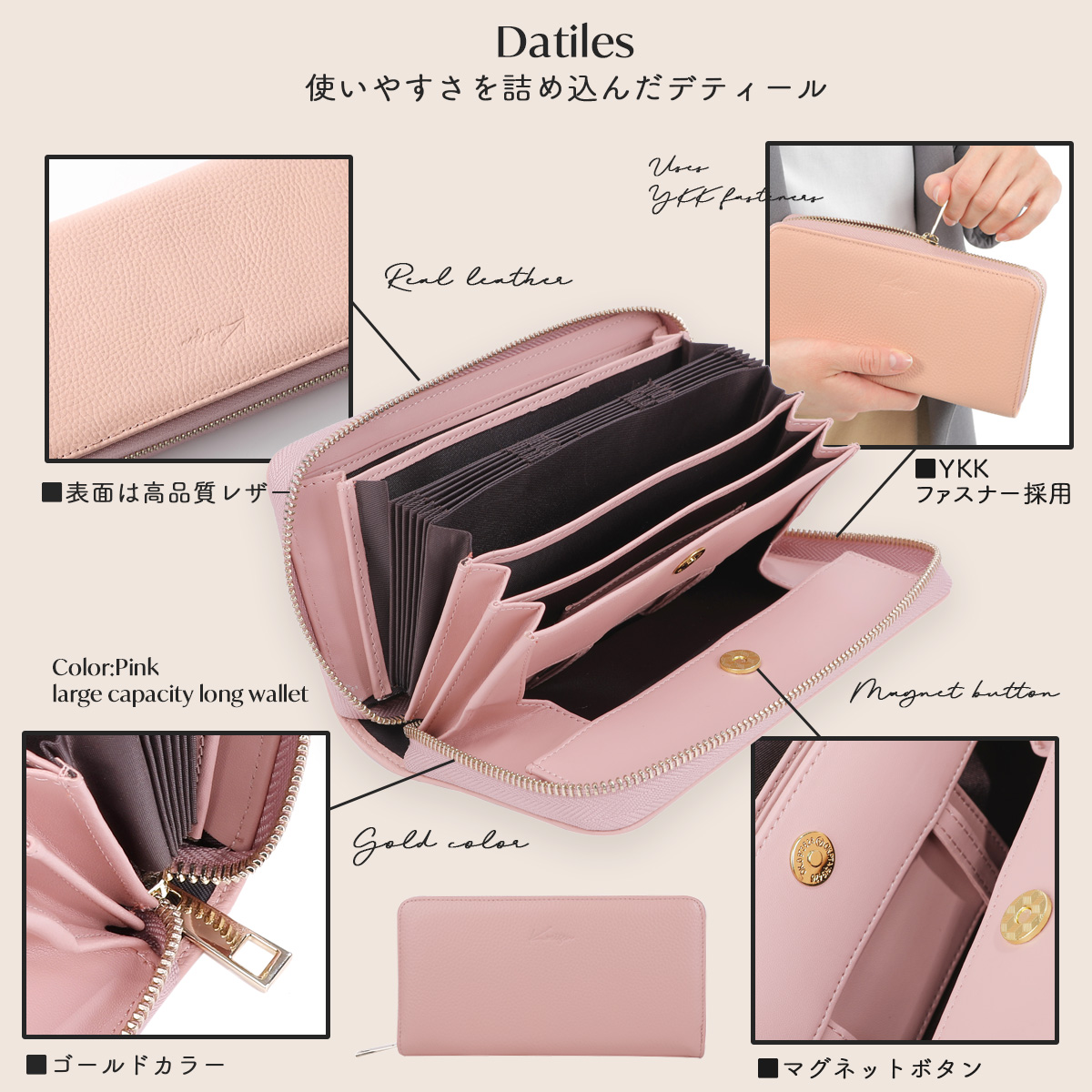 Amazon | 財布 レディース 長財布 大容量 ウォレット 牛革 BOX型