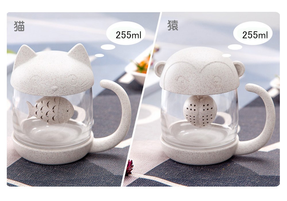 猫カップ 茶こし付きティーマグ 猿カップ サル キャット ガラス カップ マグカップ コーヒーカップ ティーカップ コーヒーマグ 食器 紅茶  ティータイム :nokoblb:じゃぱんらん - 通販 - Yahoo!ショッピング