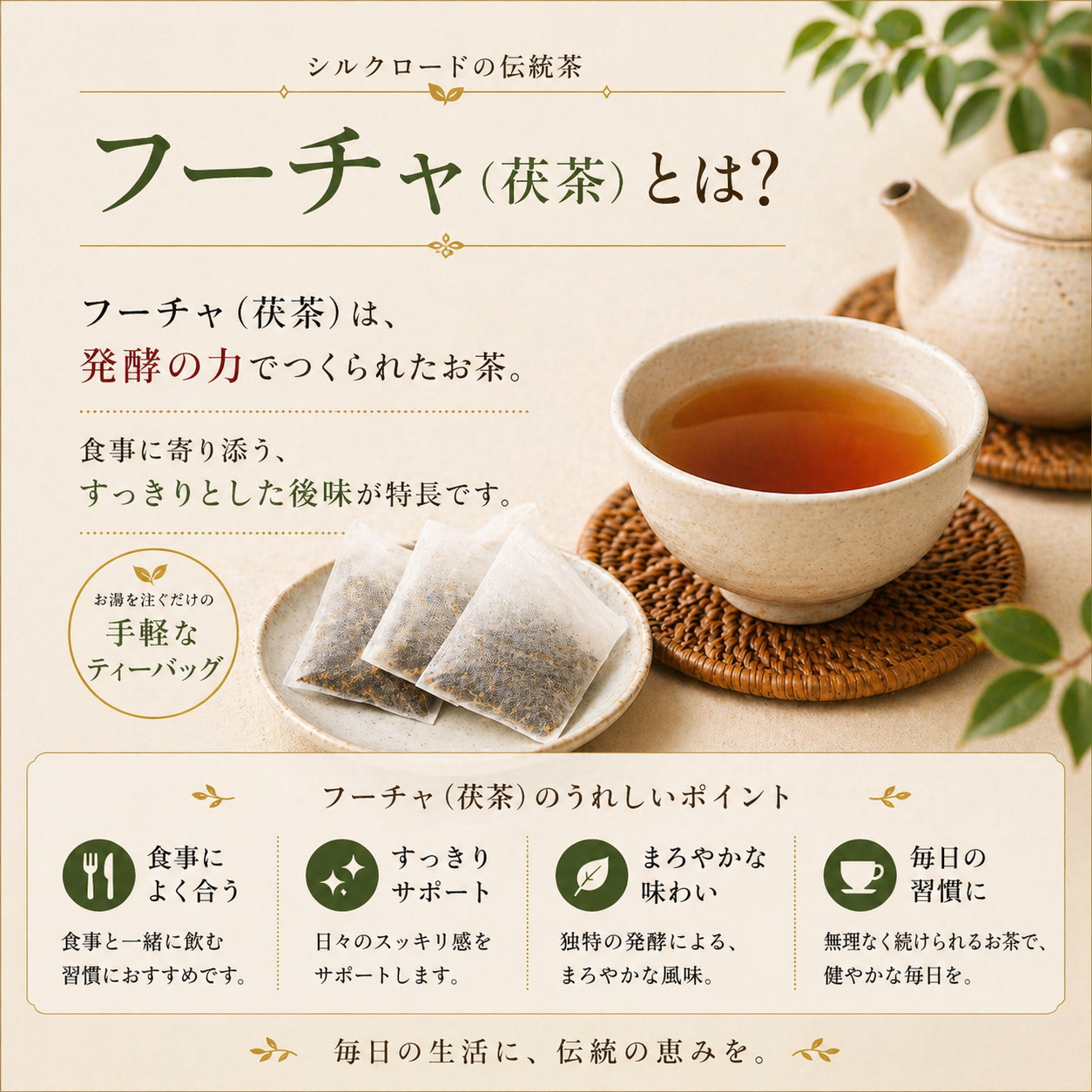 高級茯茶（フーチャ）ティーバッグ30包入 3袋 黒茶 発酵茶 ダイエット