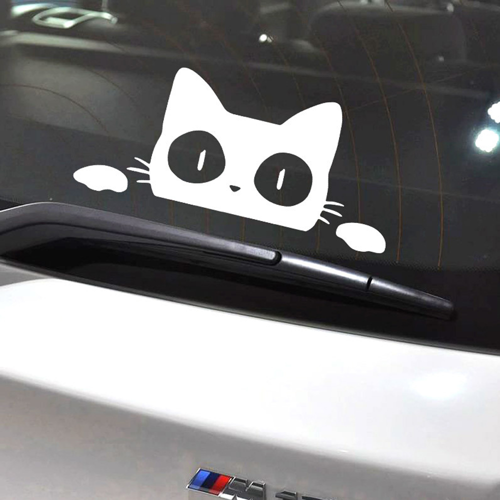 ネコ ステッカー 猫 シール カッティングステッカー 車 バイク デカール 黒猫 みつめる のぞく かわいい 可愛い JM-176｜jasumin｜07