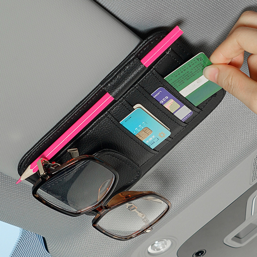 車用 サンバイザーポケット サンバイザーカード入れ メガネホルダー