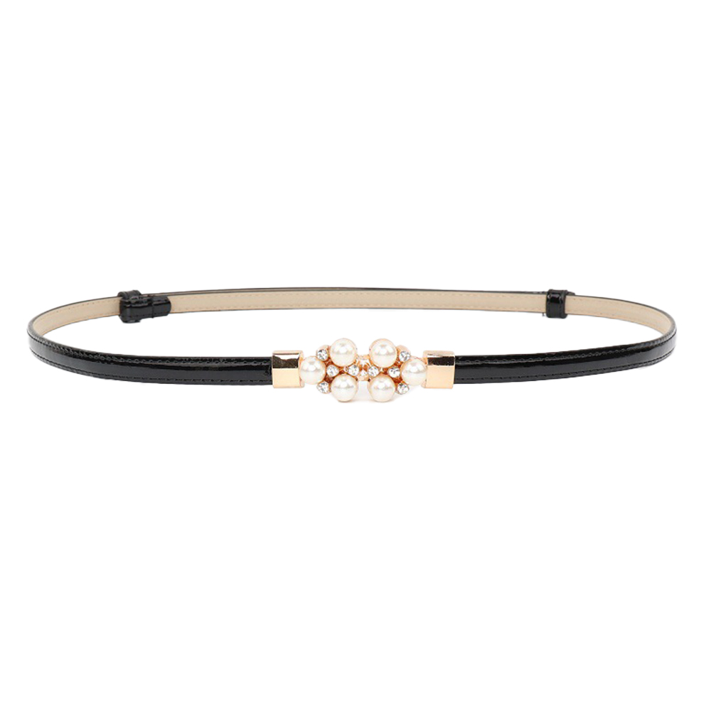 細ベルト レディース 細い ベルト 穴なし フォーマル スカートベルト エナメル パール パーティー ウェディング 結婚式 ドレス ワンピース 黒 ブラック JM-396 |  | 01