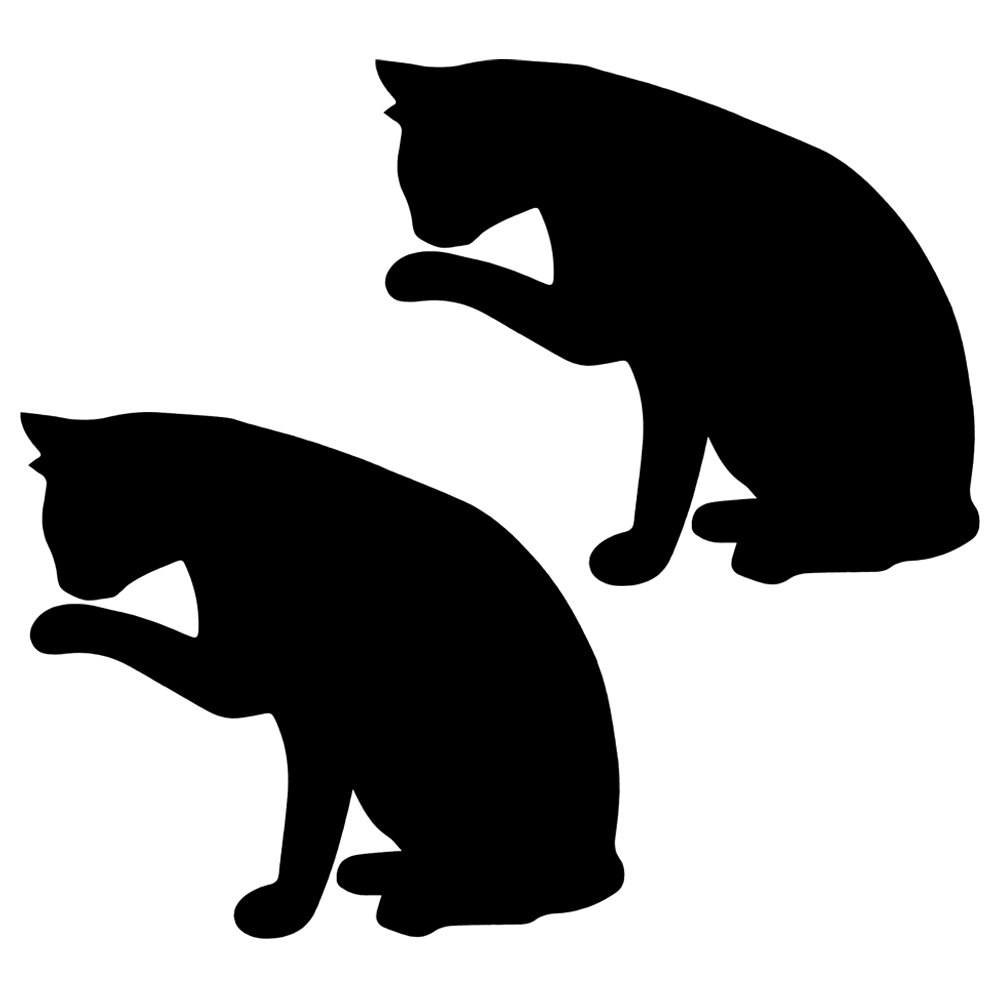 猫 ステッカー 車 カーステッカー 黒猫 毛づくろい リアル バイク