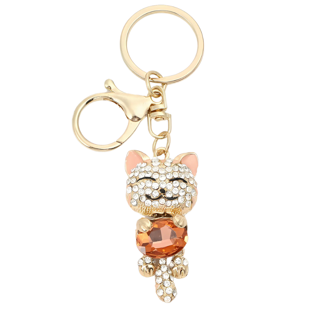 キーホルダー 猫 ねこ 車 鍵 バッグチャーム ラインストーン