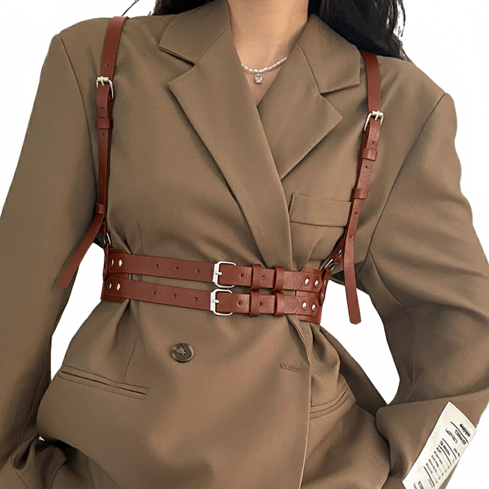 今季RCS新作サスペンダーコルセットベルト ブラウン※サスペンダー着脱可能です。 rubber suspender” BRN
