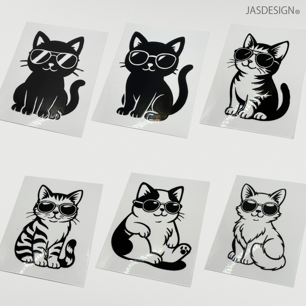 猫 ステッカー 車 カーステッカー ねこ 黒猫 サングラス 白猫 転写 バイク 傷隠し パソコン かわいい おもしろ シルエット 防水 シール UV デカール JM-486 |  | 09