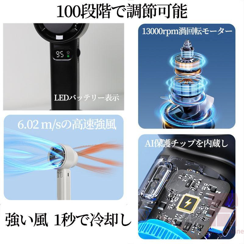 扇風機 手持ち扇風機 最強 小型 卓上 静音 ハンディファン 強風