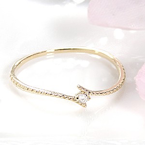 超希少 大粒 約0.7ct ダイヤモンド 星 ピンキーリング 1号 K10YG ダイヤモンド ピンキーリング＜ “Wish upon a star®” カード