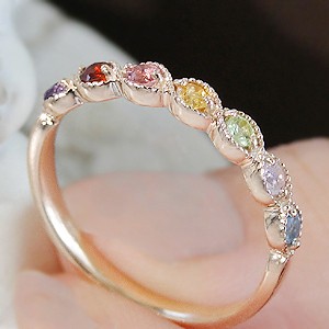 アミュレットリング 女性 厄除け プレゼント 指輪 7色 七色 10金