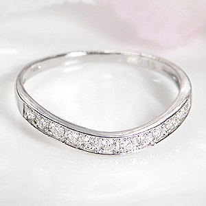 エタニティ V字 プラチナダイヤモンド リング ダイヤモンド エタニティ リング プラチナ V字 普段使い ウェーブ