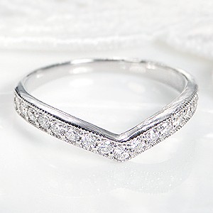 プラチナ ダイヤモンド リング 指輪 エタニティ V字 ウェーブ ミル打ち