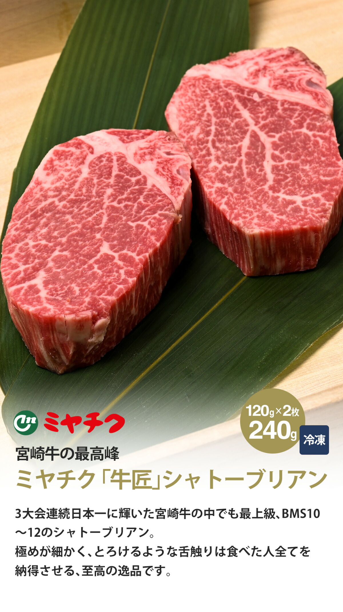 ギフト ミヤチク 宮崎牛 A5 シャトーブリアン 120g×2枚セット B・M・S