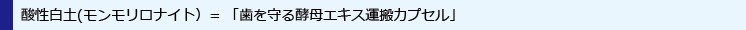 ●酸性白土(さんせいはくど)・モンモリロナイト＝「歯を守る酵母エキス運搬カプセル」