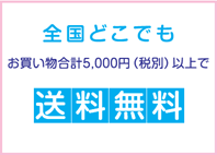 お買物合計5,000円（税別）以上で全国どこでも送料無料