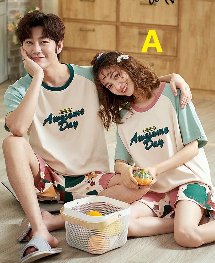 5色 超可愛い 花柄 パジャマ カップル ペアルック 春秋夏ルームウェア ペア半袖パジャマ お揃いレディース メンズ プレゼント カップル 上下セット ゆったり Chn3iyid2t 下着 靴下 部屋着 Ecmracing Com